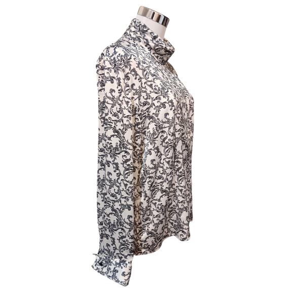 VINTAGE Satin Blouse Top Shirt 12 High Neck Classic Timeless CareerOffice Dressy - Picture 11 of 13